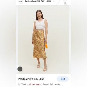 Reformation 100% Silk Retro Floral Pratt Midi Skirt in Junie Size 0P XS